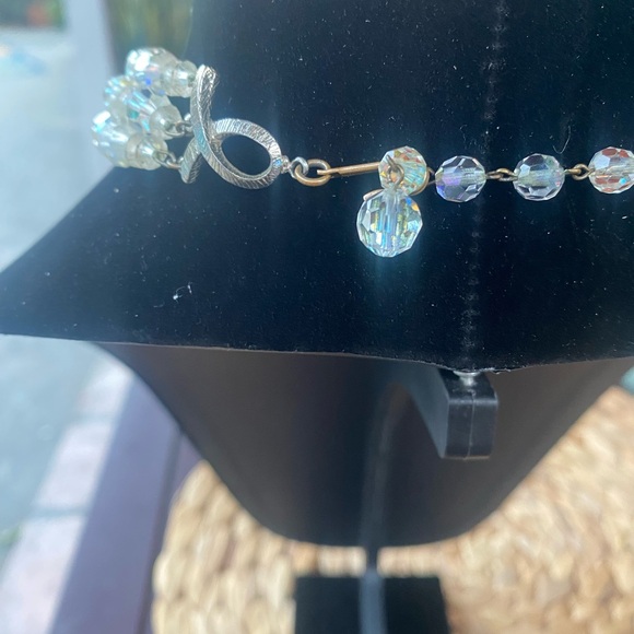 1950’s vintage AB Crystal three strand necklace 16” - Picture 10 of 12